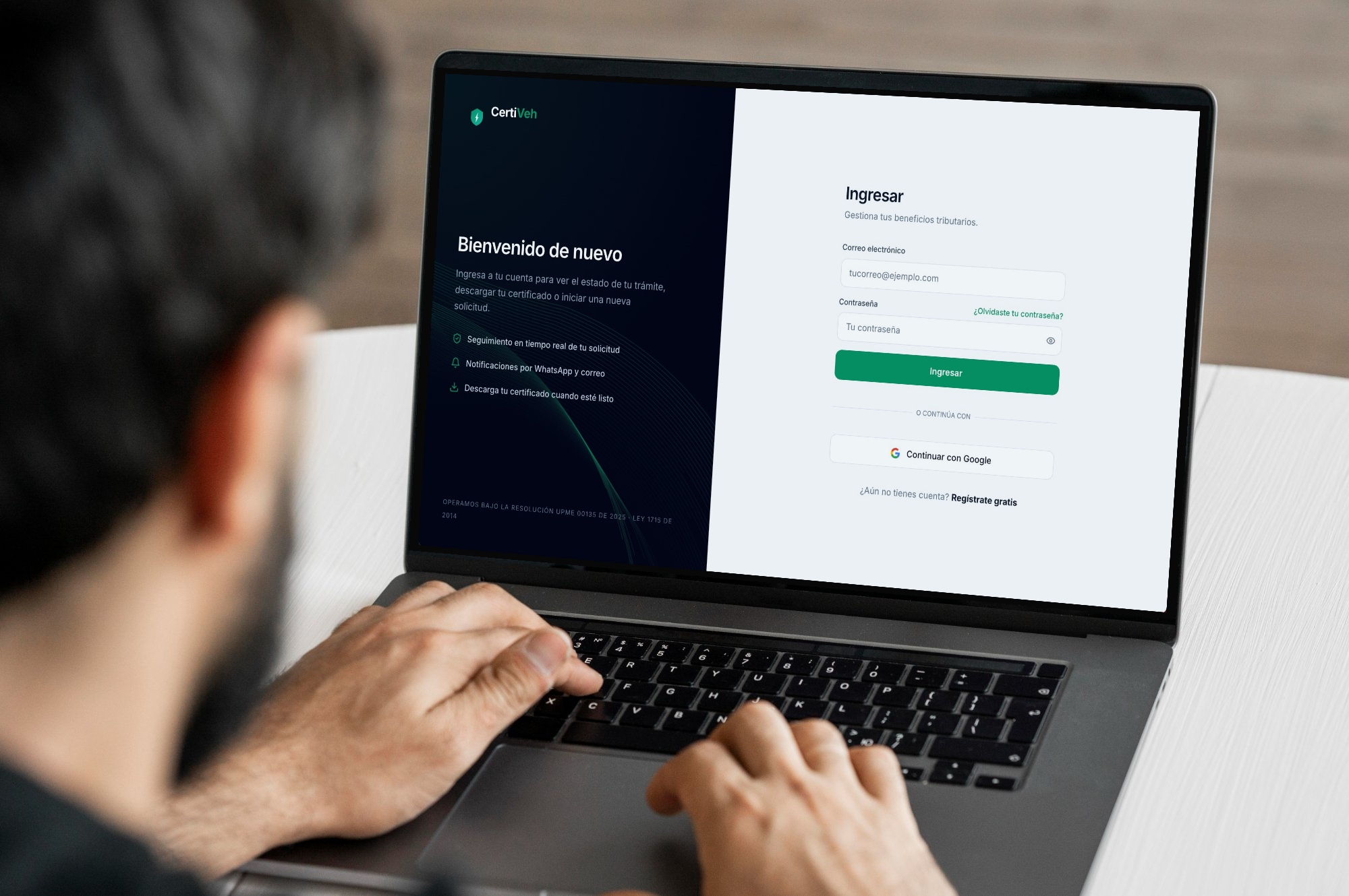Portal CertiVeh — gestiona tu certificado UPME